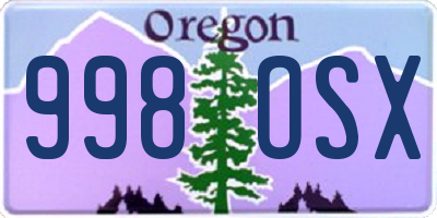 OR license plate 998OSX
