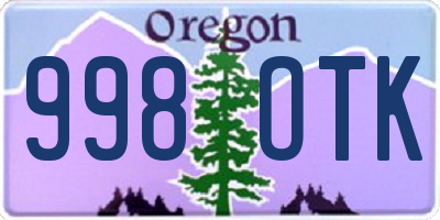 OR license plate 998OTK