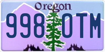 OR license plate 998OTM