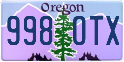 OR license plate 998OTX