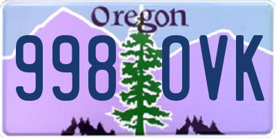 OR license plate 998OVK