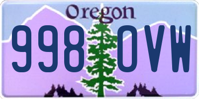 OR license plate 998OVW