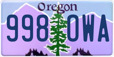 OR license plate 998OWA