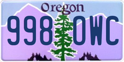 OR license plate 998OWC