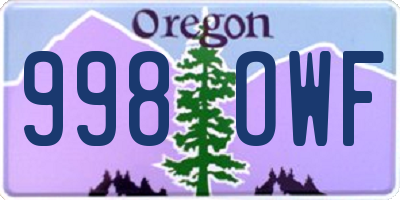 OR license plate 998OWF