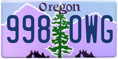 OR license plate 998OWG