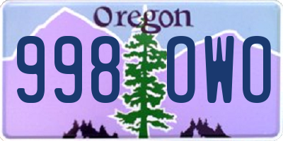 OR license plate 998OWO