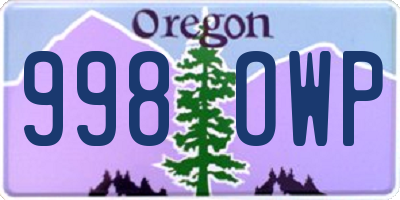 OR license plate 998OWP