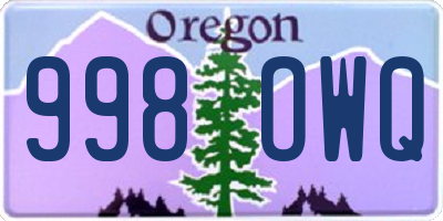 OR license plate 998OWQ