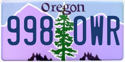 OR license plate 998OWR