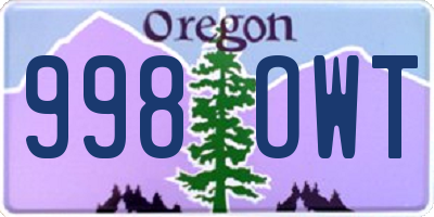 OR license plate 998OWT