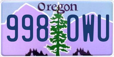 OR license plate 998OWU