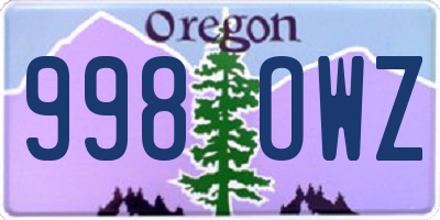 OR license plate 998OWZ