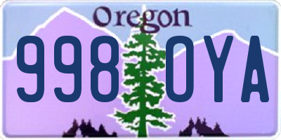 OR license plate 998OYA