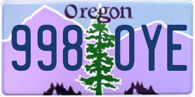 OR license plate 998OYE