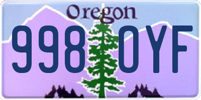 OR license plate 998OYF