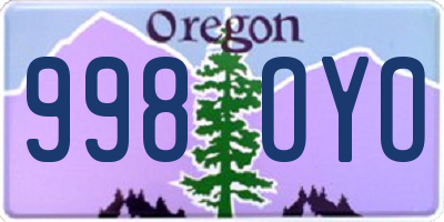 OR license plate 998OYO