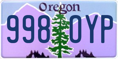 OR license plate 998OYP