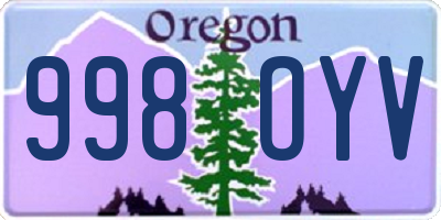 OR license plate 998OYV