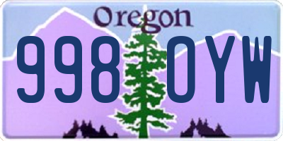 OR license plate 998OYW
