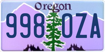 OR license plate 998OZA