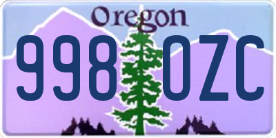 OR license plate 998OZC
