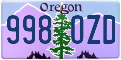 OR license plate 998OZD