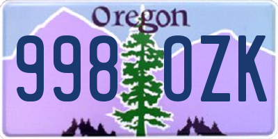 OR license plate 998OZK