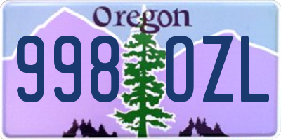 OR license plate 998OZL