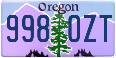 OR license plate 998OZT