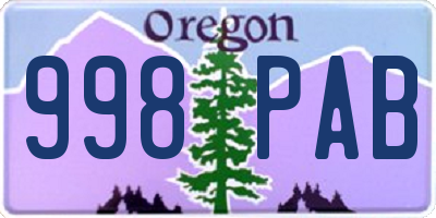 OR license plate 998PAB