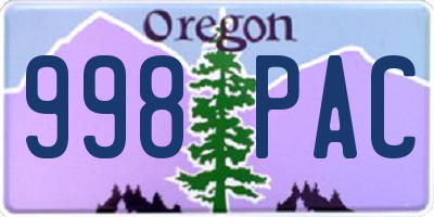 OR license plate 998PAC