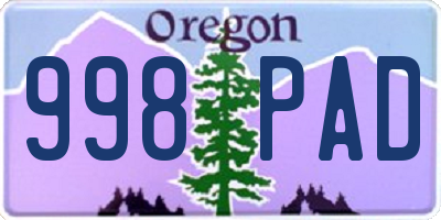 OR license plate 998PAD