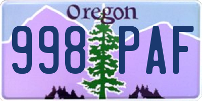 OR license plate 998PAF