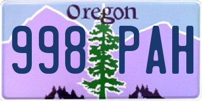 OR license plate 998PAH
