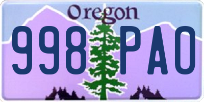 OR license plate 998PAO