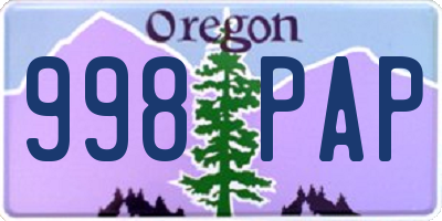 OR license plate 998PAP