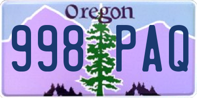 OR license plate 998PAQ