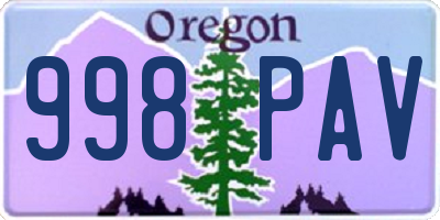 OR license plate 998PAV