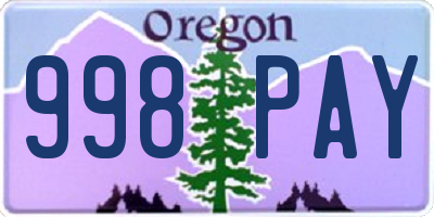 OR license plate 998PAY