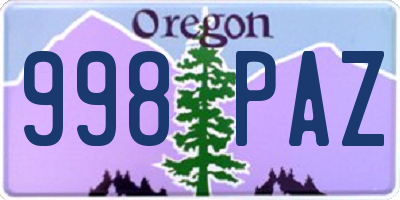 OR license plate 998PAZ