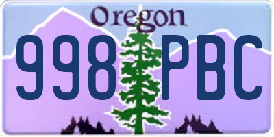 OR license plate 998PBC