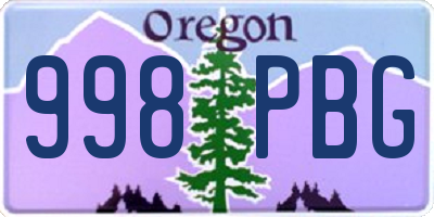 OR license plate 998PBG