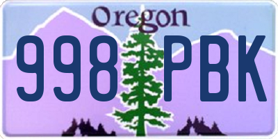 OR license plate 998PBK