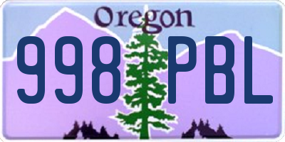 OR license plate 998PBL