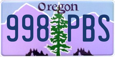 OR license plate 998PBS