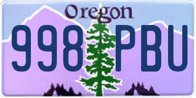 OR license plate 998PBU