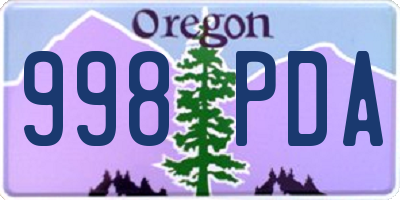 OR license plate 998PDA