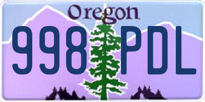 OR license plate 998PDL