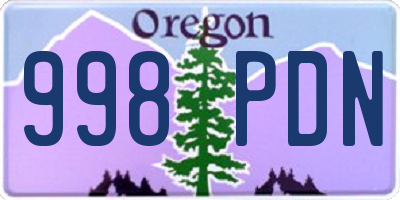 OR license plate 998PDN